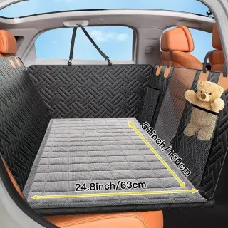Car Pet Rear Seat Cushion Mat [Light Gray-130x63CM-Square Grid]